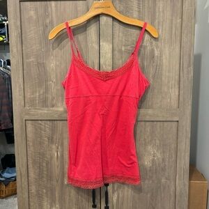 So Tank Top Y2K Cami Pink Babydoll Empire Waist Lace beaded Trim